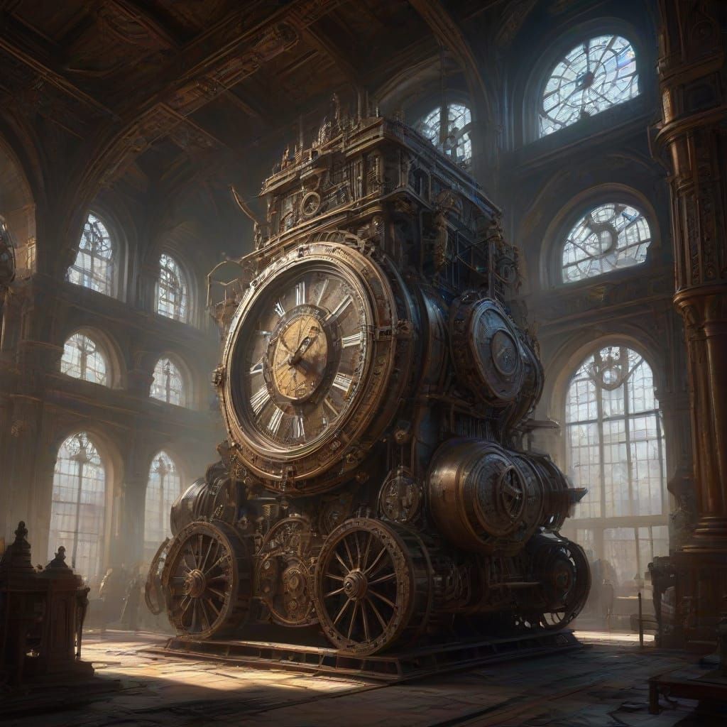 Ancient Palace Emporium of Timepieces in Clockpunk Style