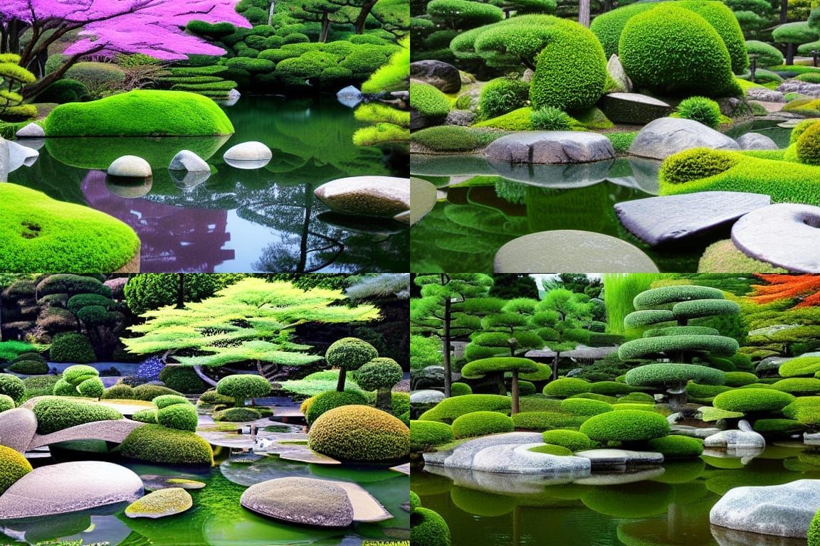 Photorealistic Japanese Garden on Lunar Landscape