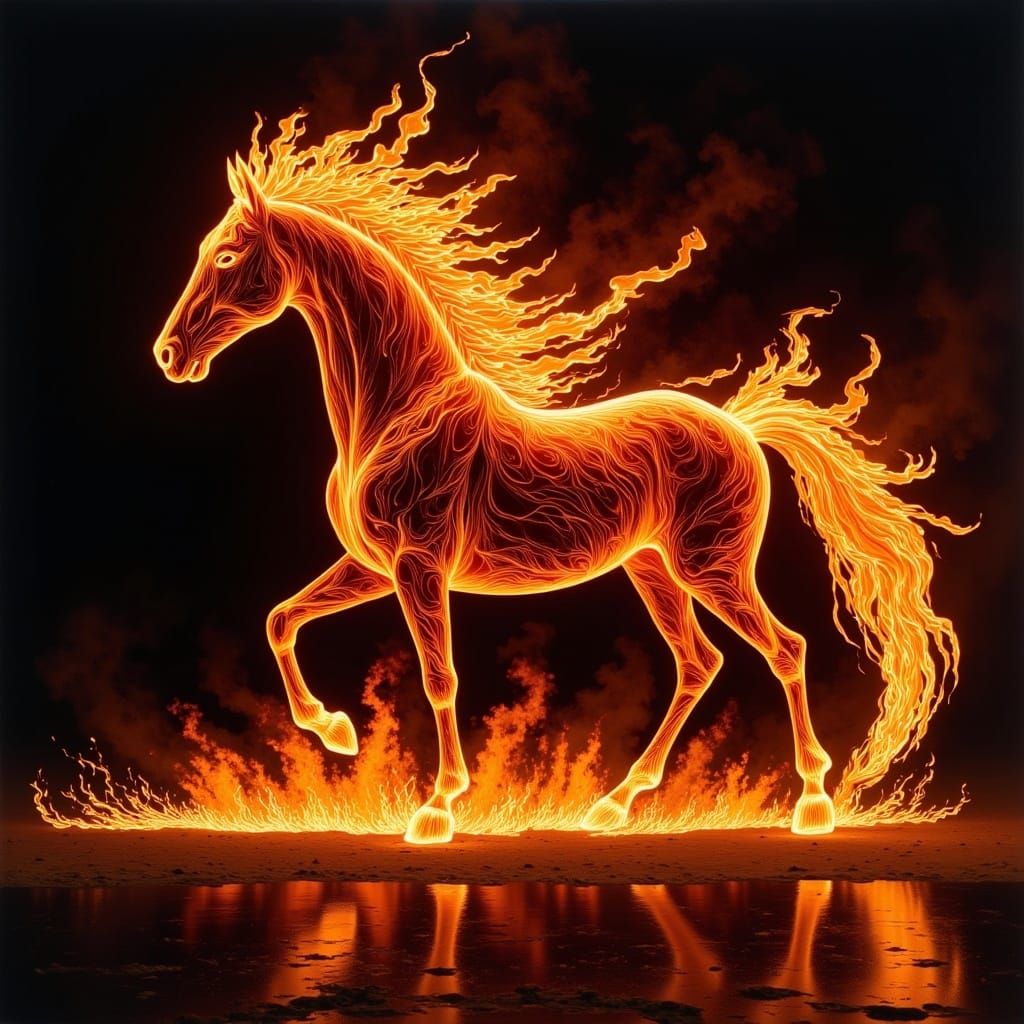 Fiery Horse Made of Fire