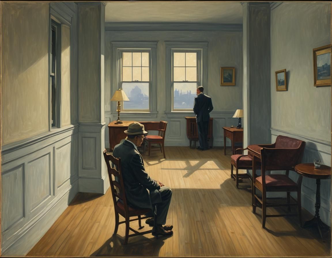 Melancholic Oil Painting of a Solitary Figure