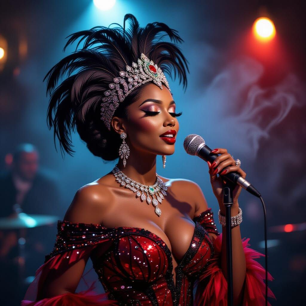 Elegant Jazz Singer in Sequined Gown