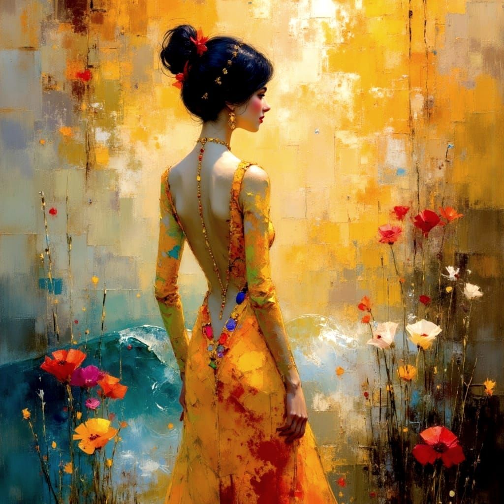 Surreal Klimt-Inspired Dreamscapes with Bokeh Lights