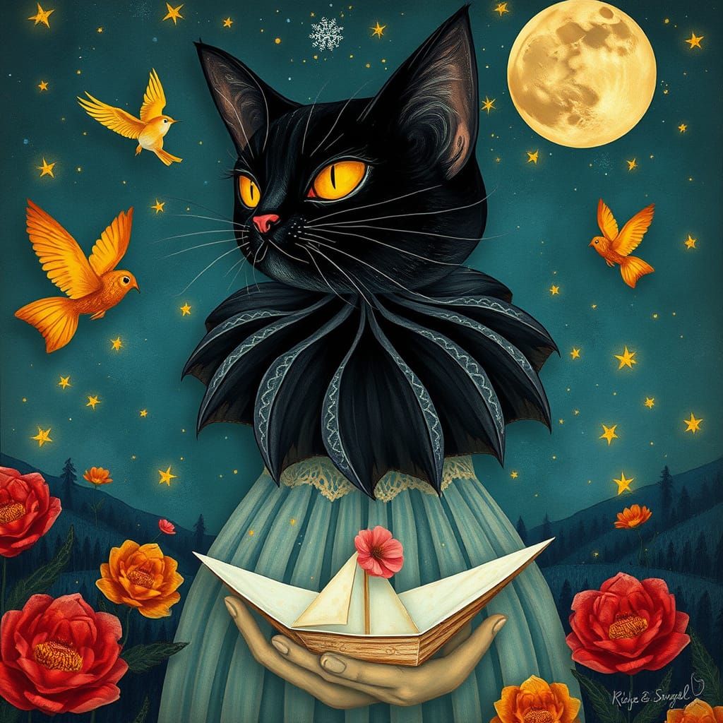 Dreamlike Princess in Whimsical Art Brut Style with Peculiar...