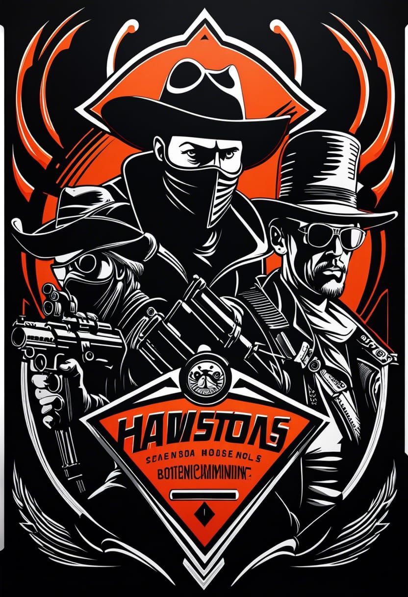 Flaming Harley-Davidson Street Bob Logo, Monochromatic Ink