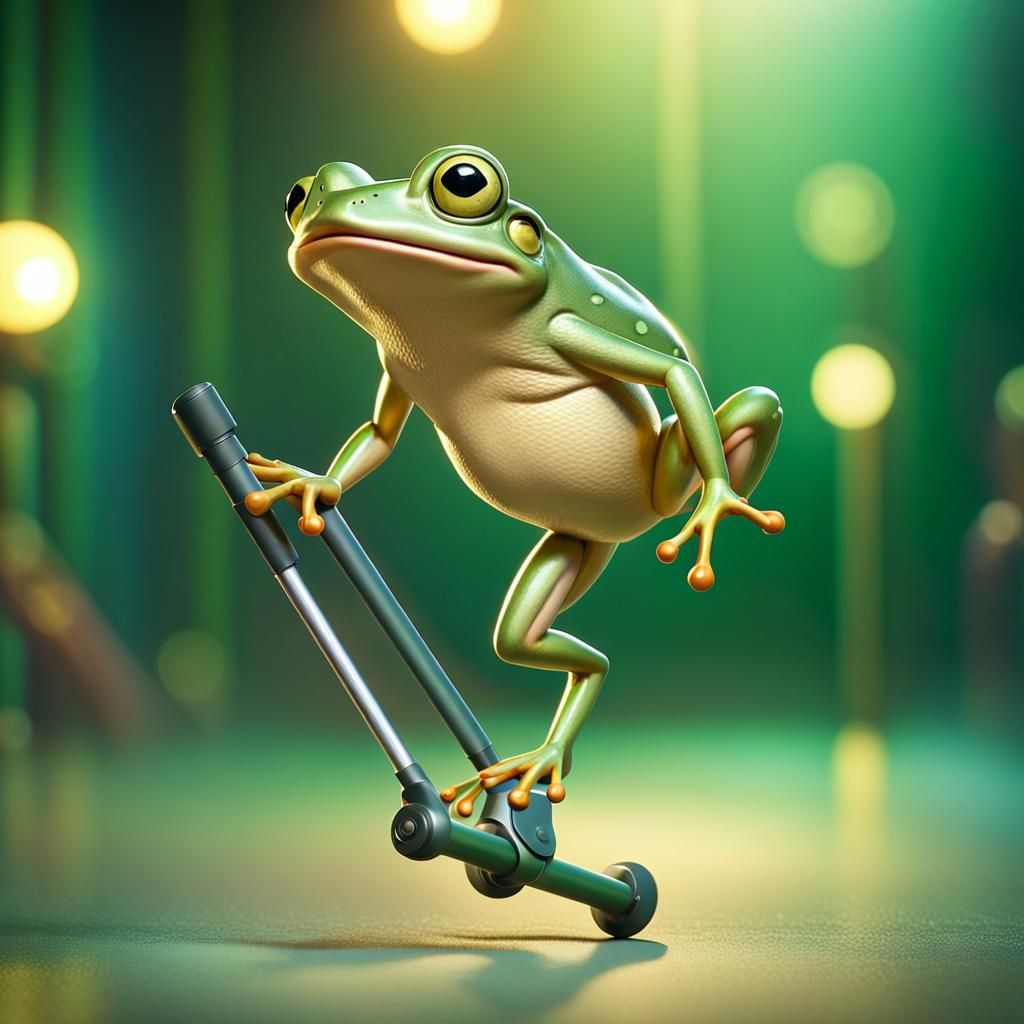 Frog on Pogo Stick Concept Art in 3D
