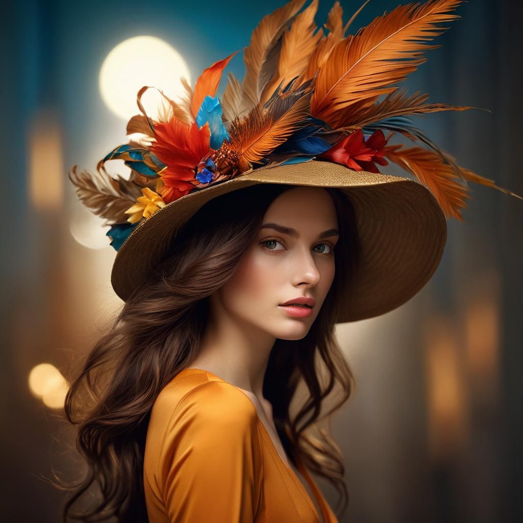 Serene Woman's Portrait in Golden Studio Lighting