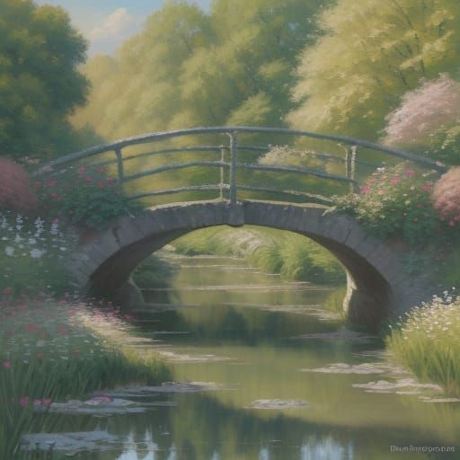 Rustic Normandy Bridge in Warm Golden Light