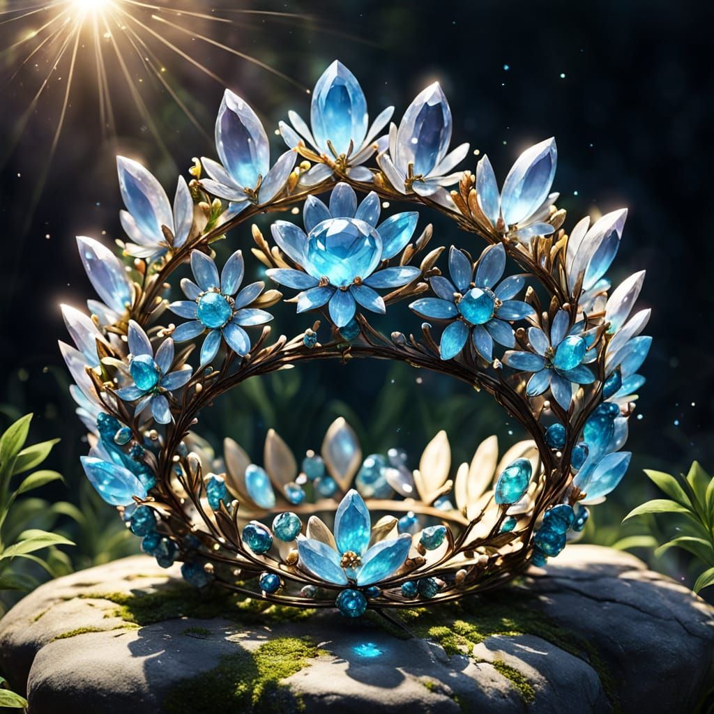 Gemstone Crown Blooms with Elemental Light