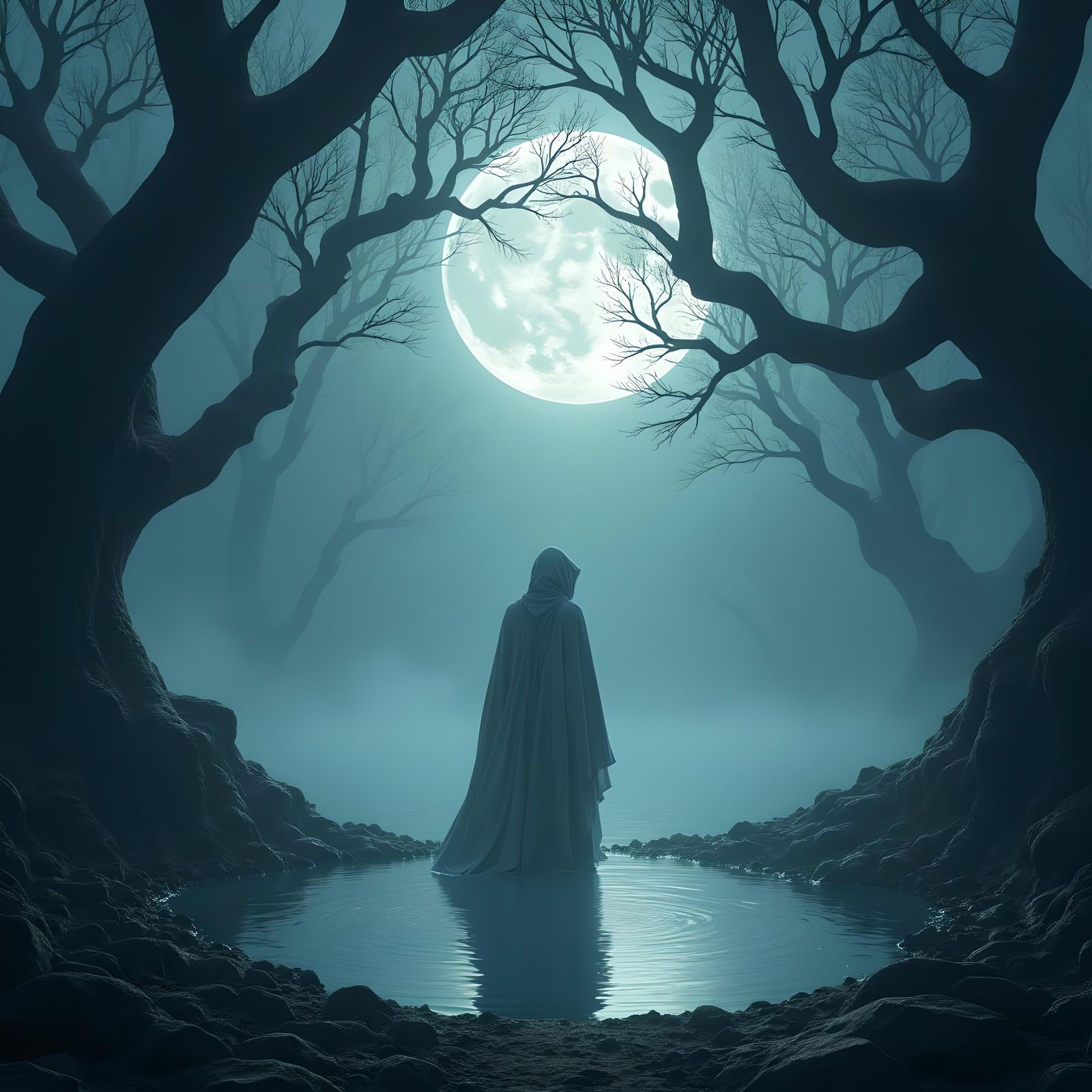 Mystical Moonlit Realm Digital Artwork in 8K