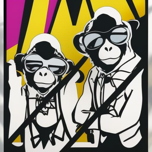 Monkeys in Suits: Pop Art Digital Illustration