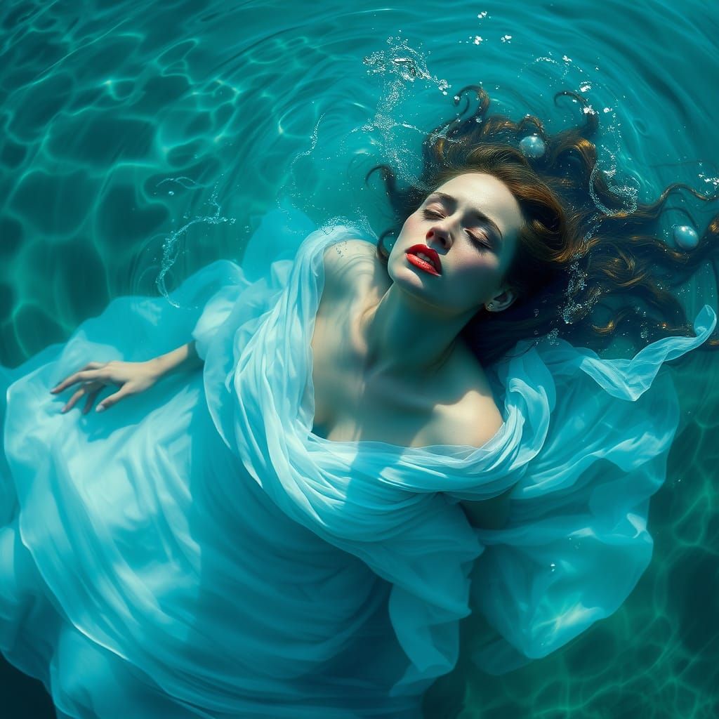 Ethereal Woman Sinks into Tears in a Hauntingly Beautiful Sc...