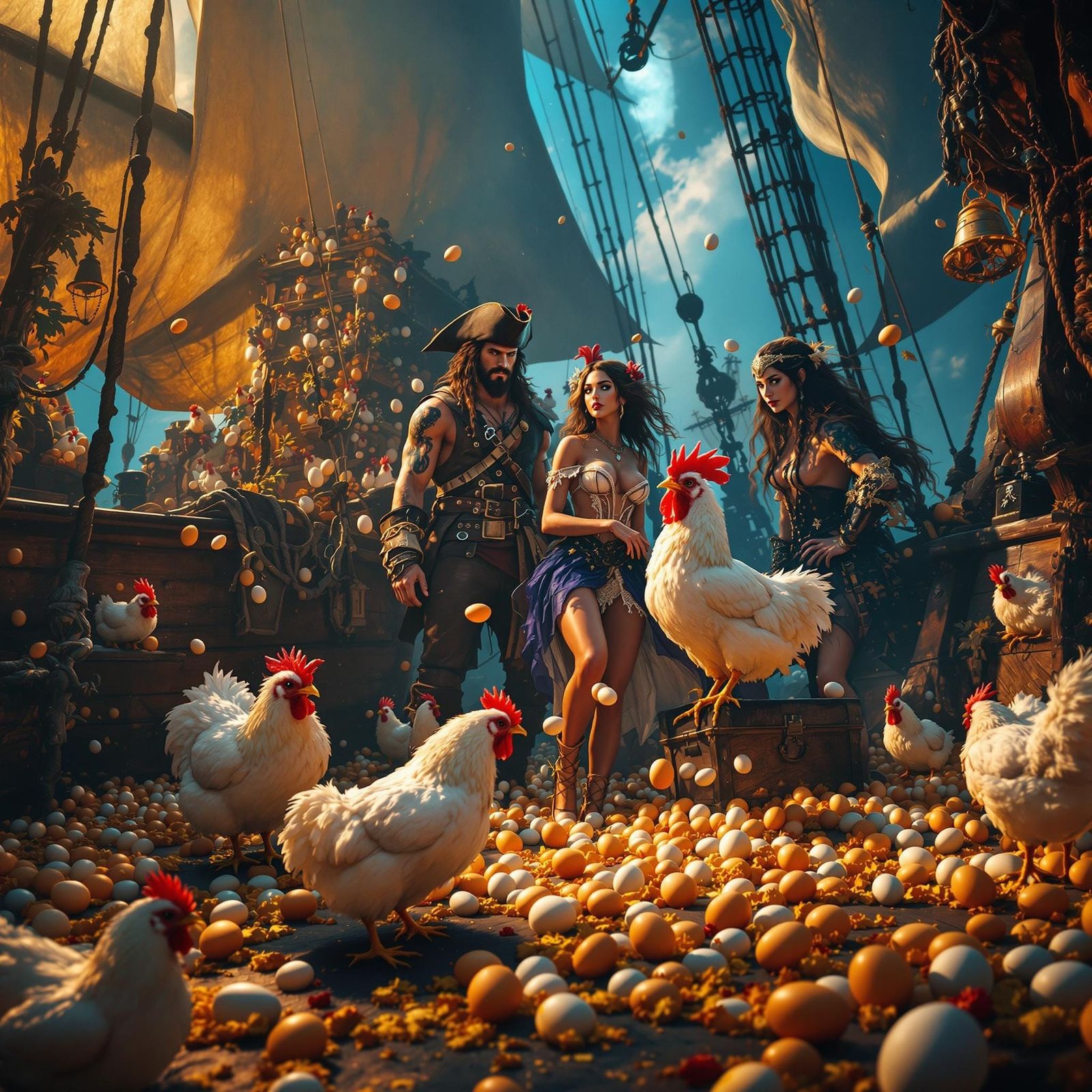 Pirate Ship Deck in Vibrant Whimsy