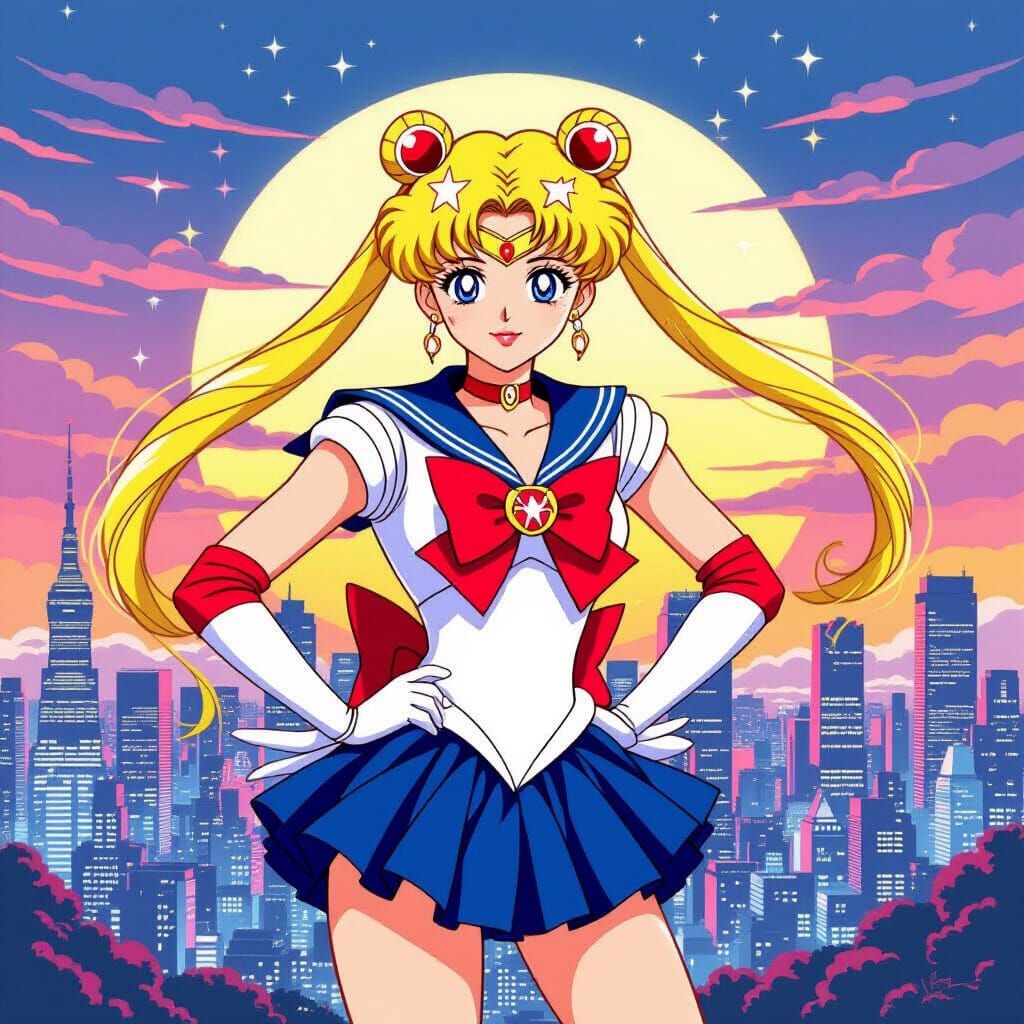 Sailor Moon in Pop Art Tokyo Sunset