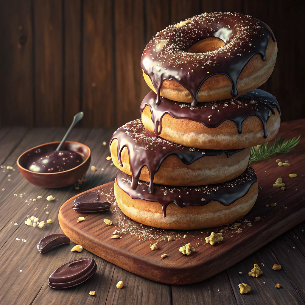 Chocolate Donuts in a Luxurious Still Life