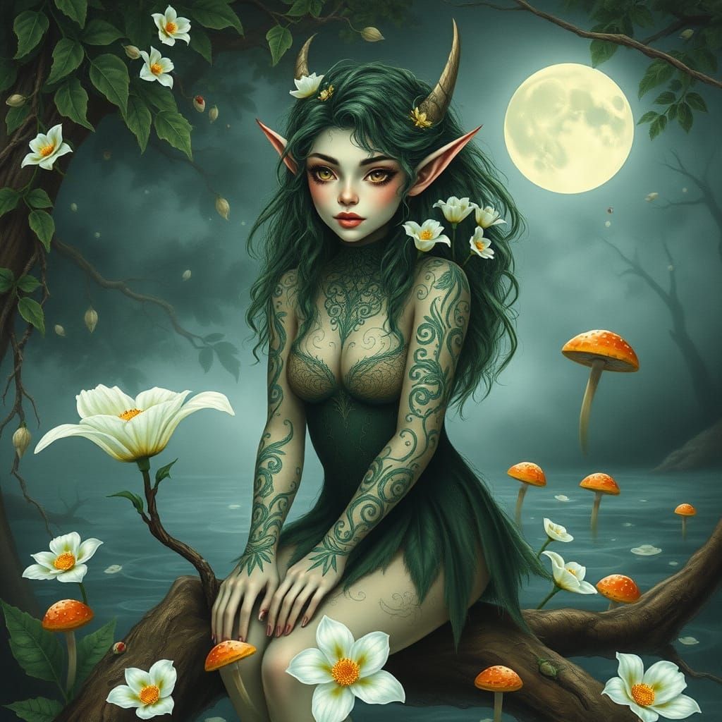 Mystical Fairy Queen in Moonlit Forest