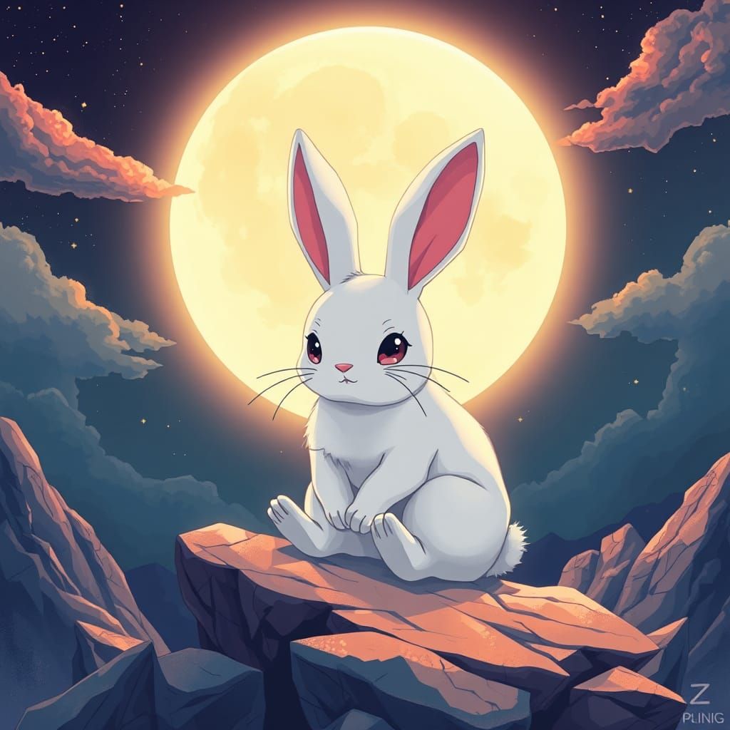 Serene Moon Rabbit in Manga Anime Style