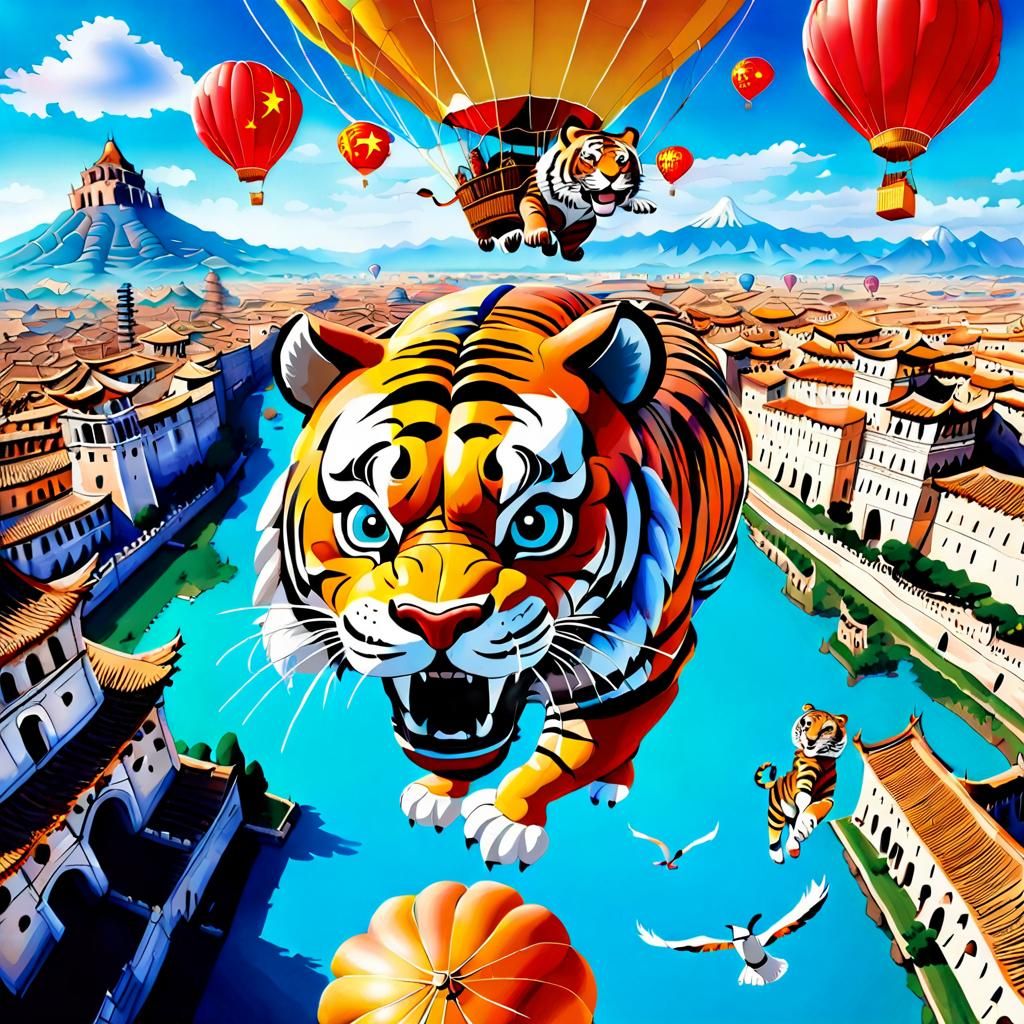 Tiger Hot Air Balloon in Chinese Tradition