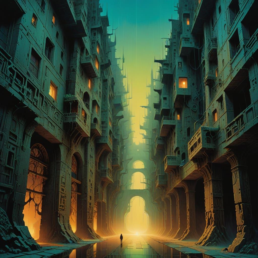 Fractured Mask Shards in Shifting Cityscape