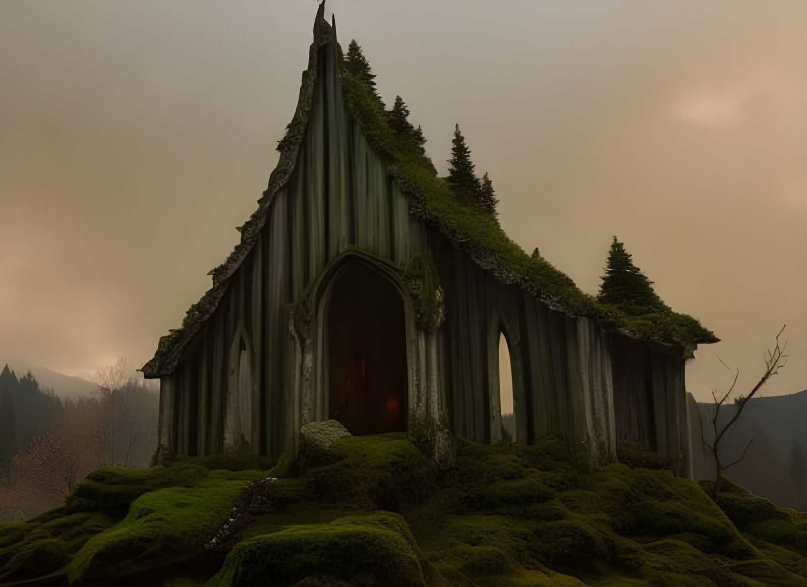 Enchanted Elven Chapel in Woodsy Setting