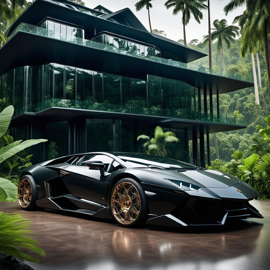 A sleek cyborg steampunk-inspired Lamborghini