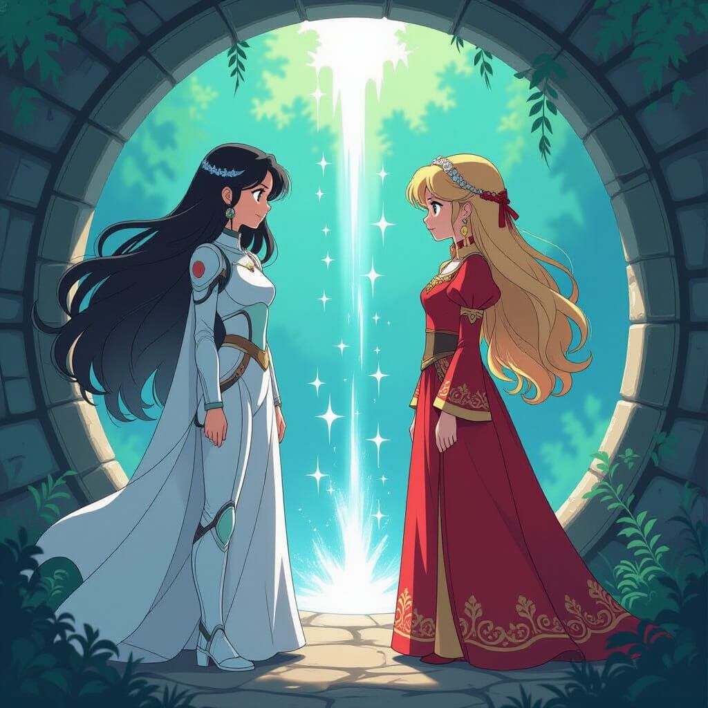 Anime Women Meet Through Magical Portal