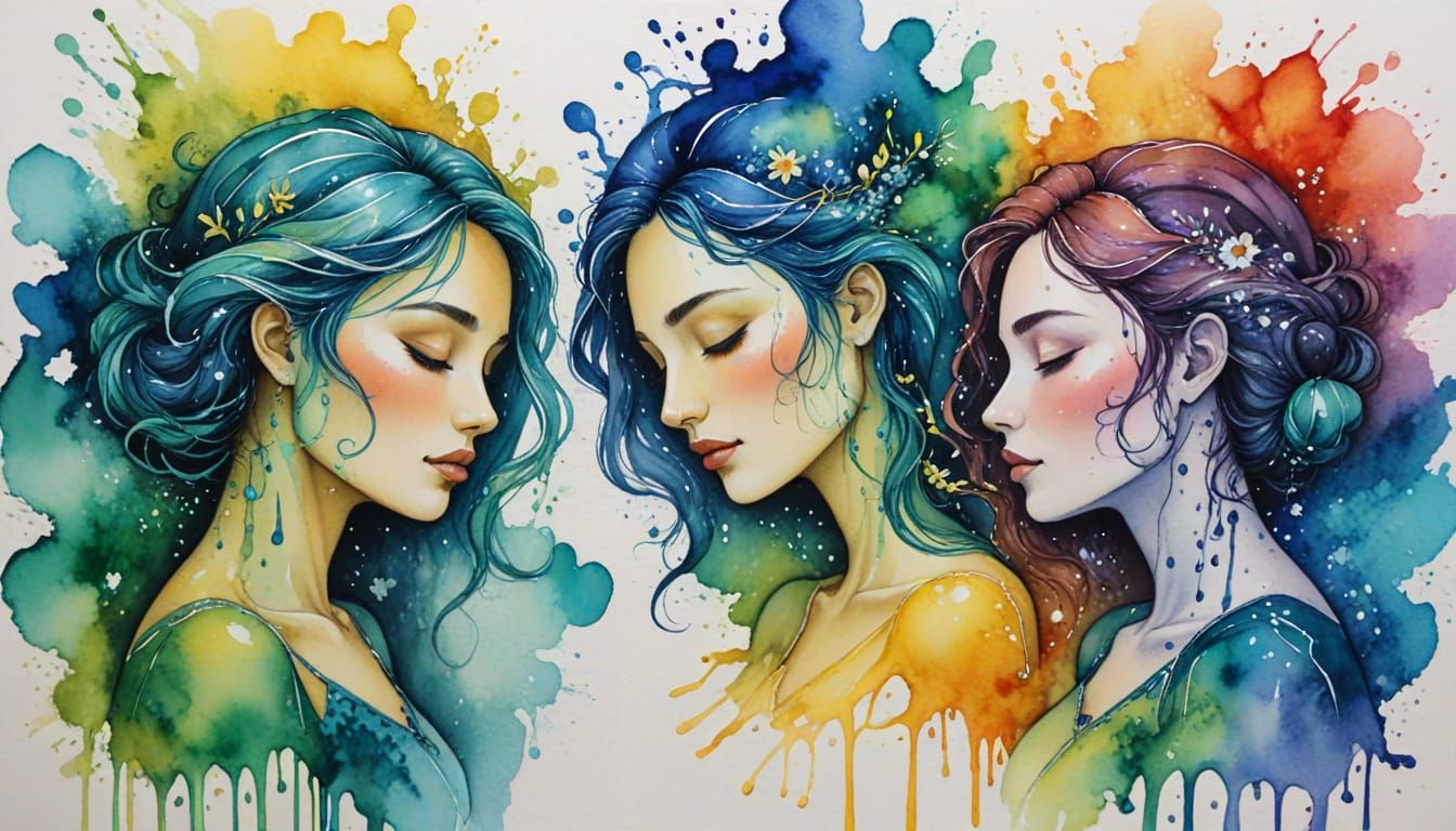 Dreamer and Healer in Wet-Wash Alcohol Inks