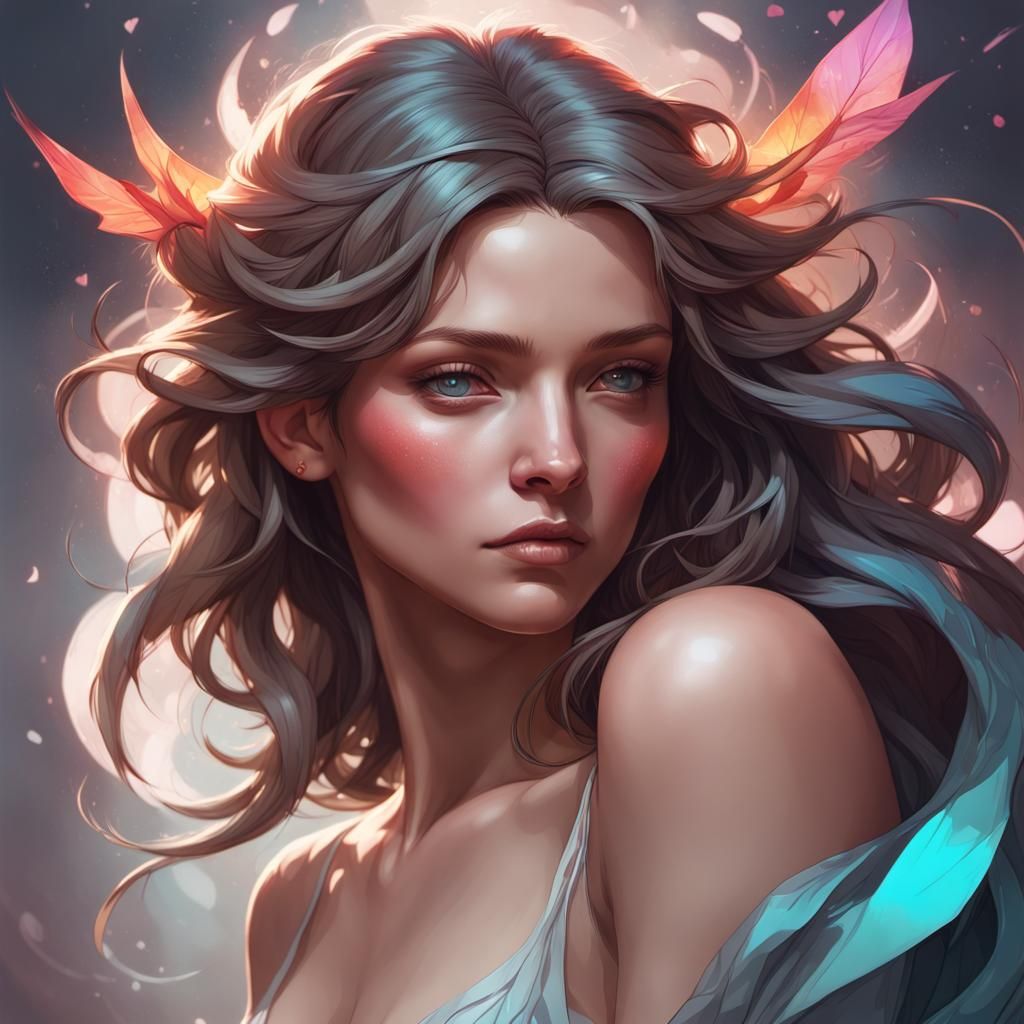 Platonic Love Portrait in Art Nouveau Style