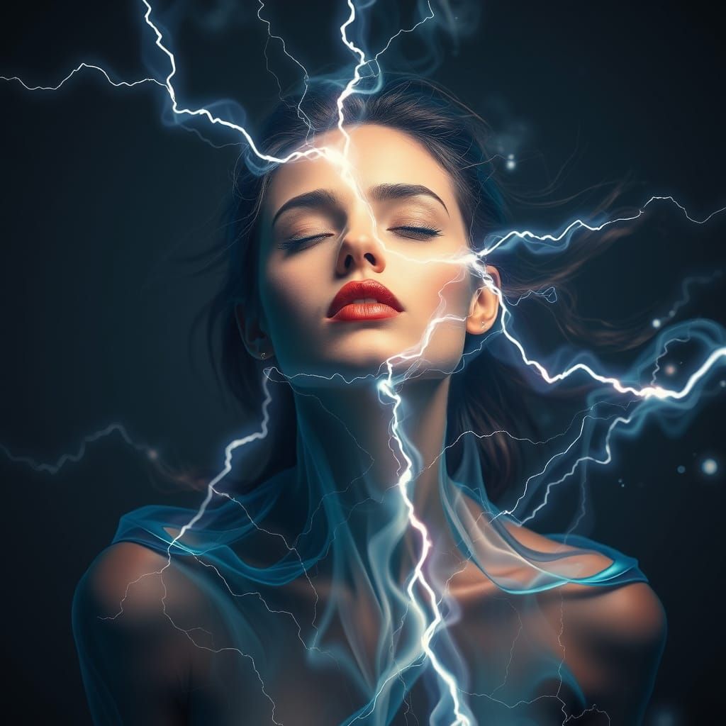 Ethereal Woman in Electric Liquid Art