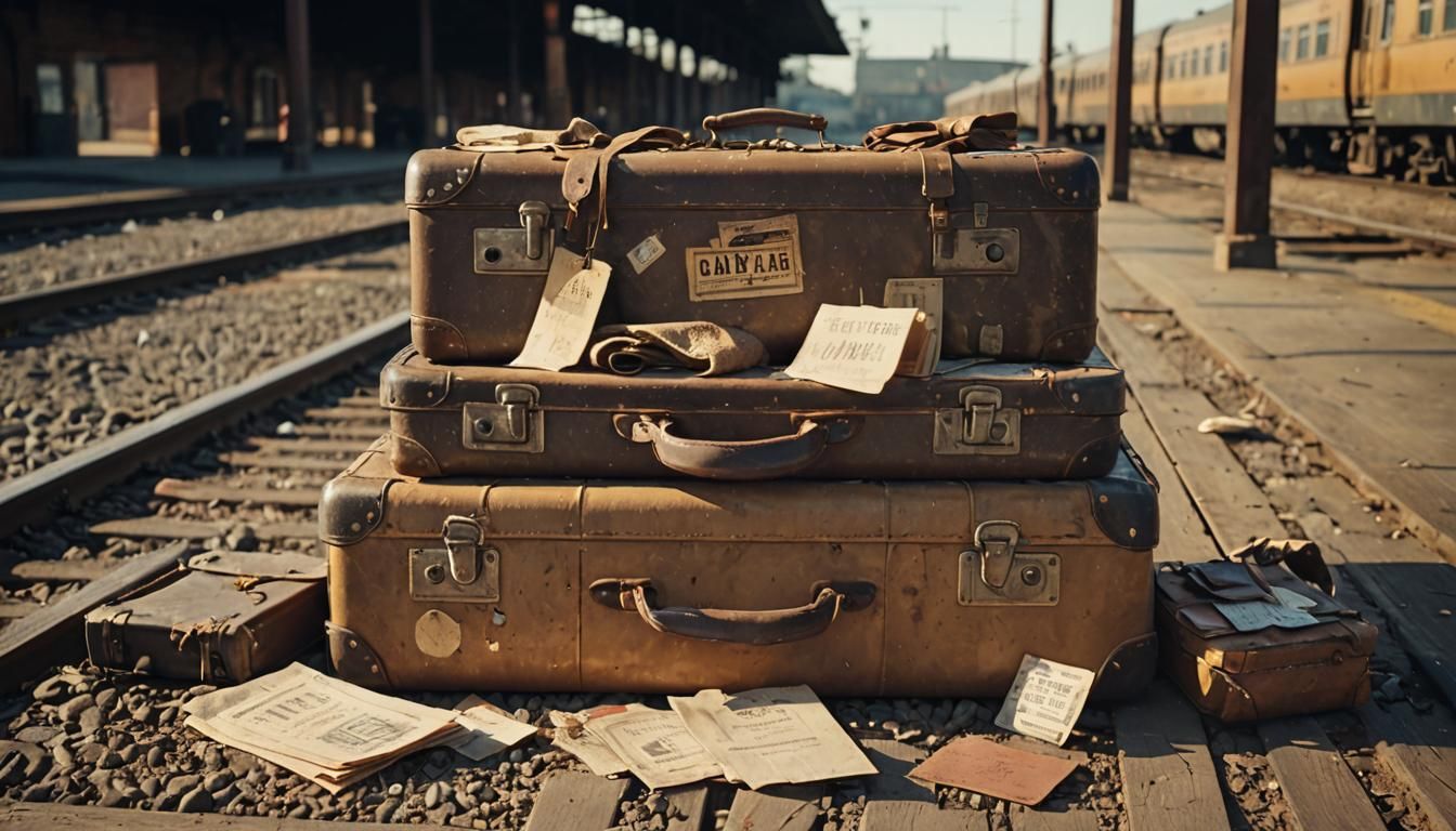 Nostalgic Train Platform Still Life in Cinematic Style