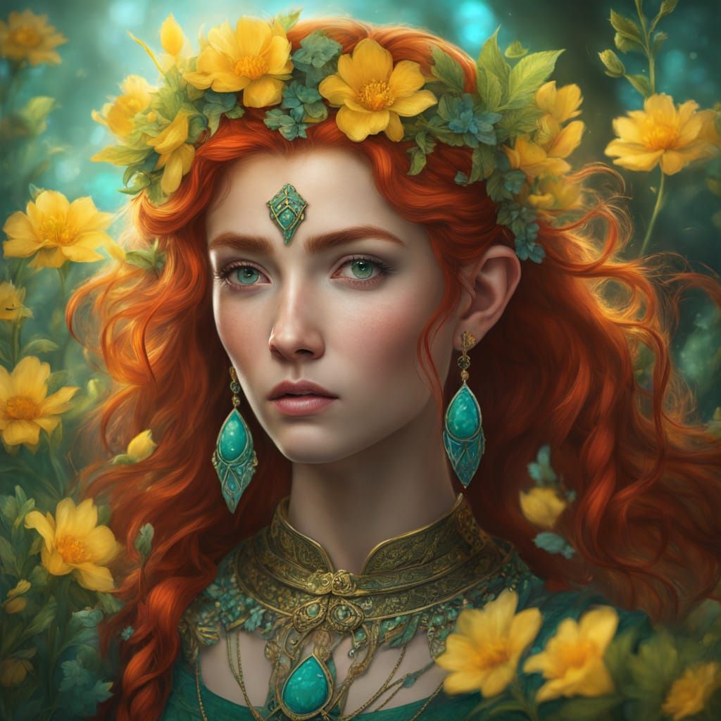 Wood Elf Maiden in Vibrant Digital Painting