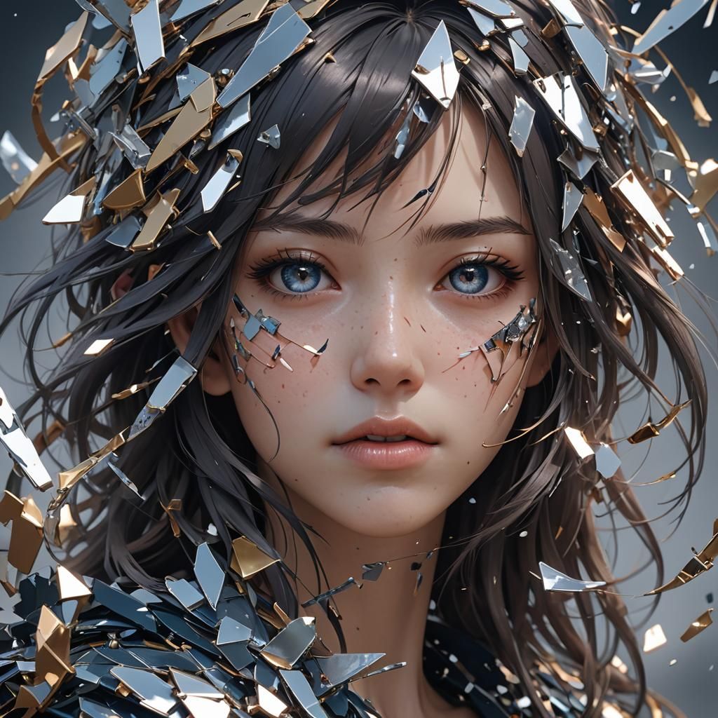 Stunning Shattered Portrait in 3D Anime Style