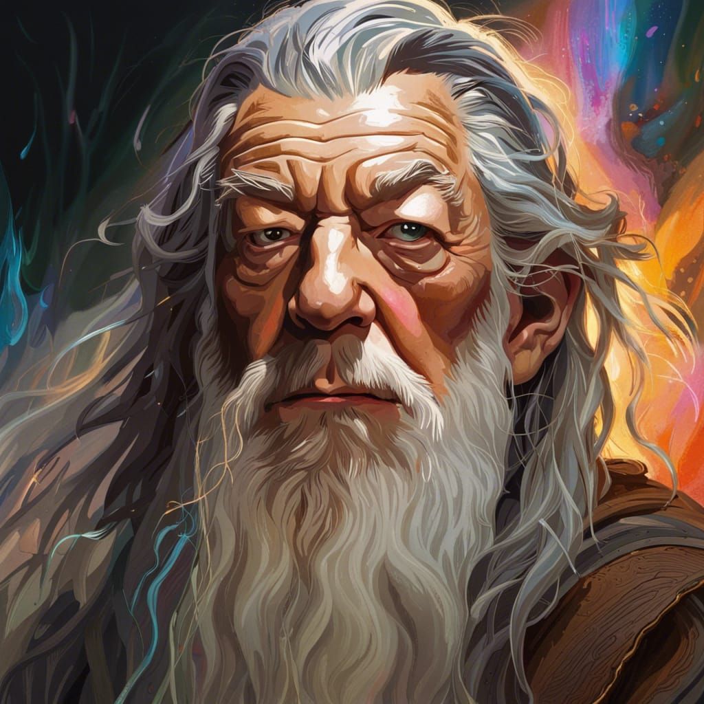 Hyperrealistic Gandalf Portrait with Dramatic Lighting