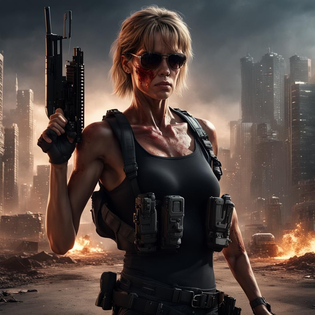 Sarah Connor: Detailed Matte Painting in Deep Color