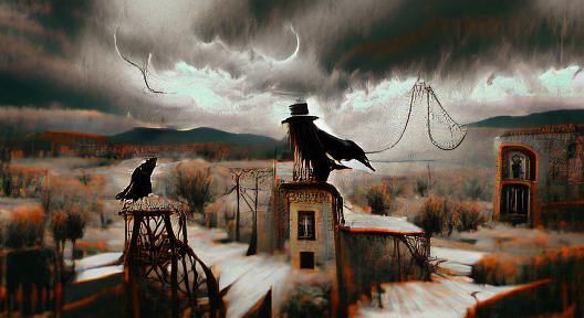 Sinister Hangman Figure in Astral Landscape, Digital Art