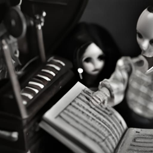 Haunted Marionette Doll Beside Music Player