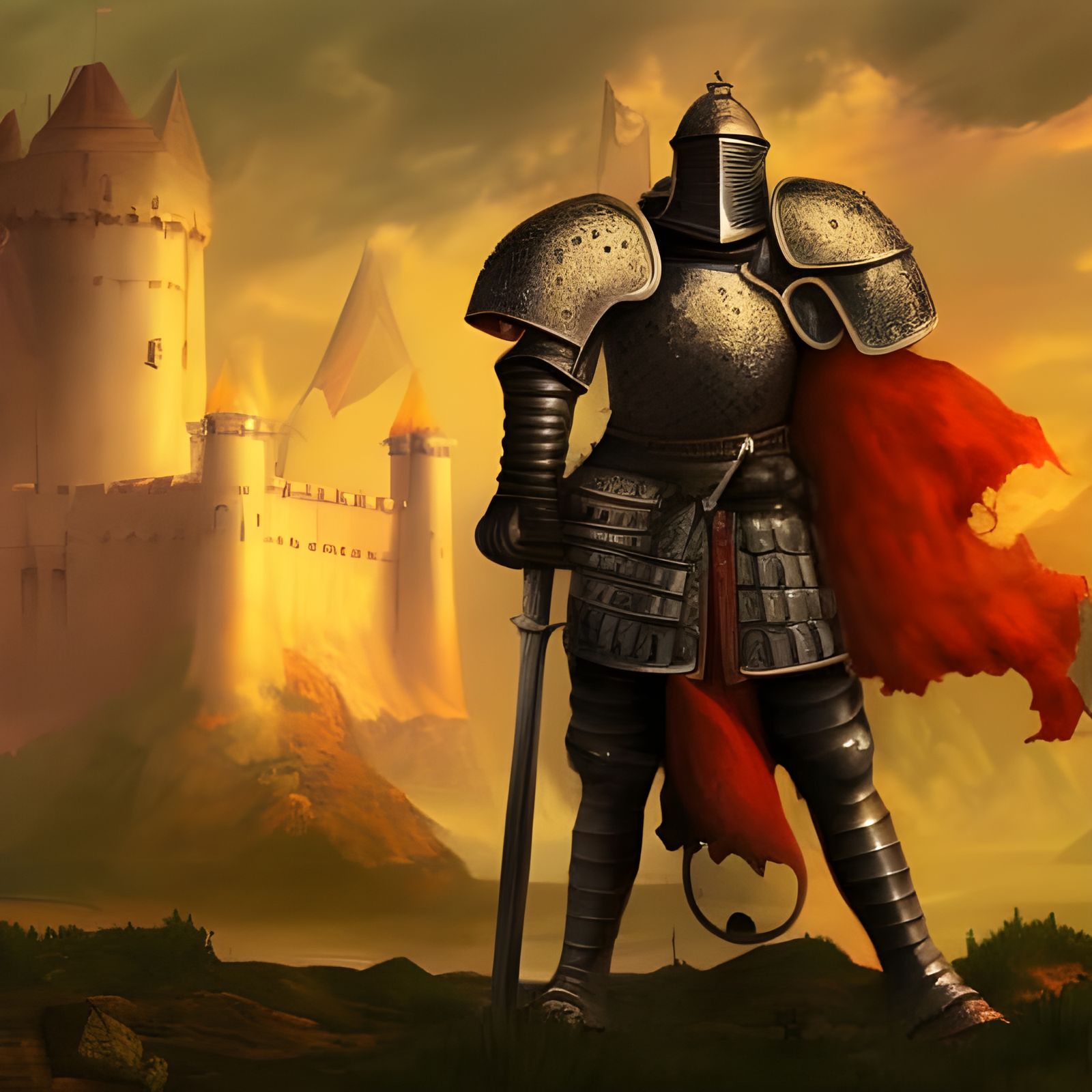 Medieval Knight Guards a Fort: Detailed Fantasy Art