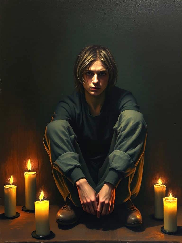 Contemplative Figure in Velvety Darkness