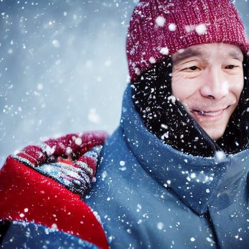 Moonlit Portrait with Snowflakes in Schoeller Style