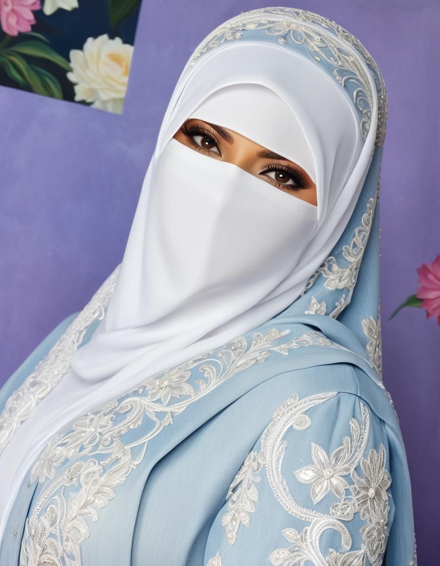 Portrait of Woman in Niqab as Oil Painting