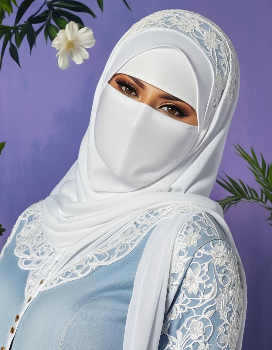 Niqab Woman Portrait in Garden Setting