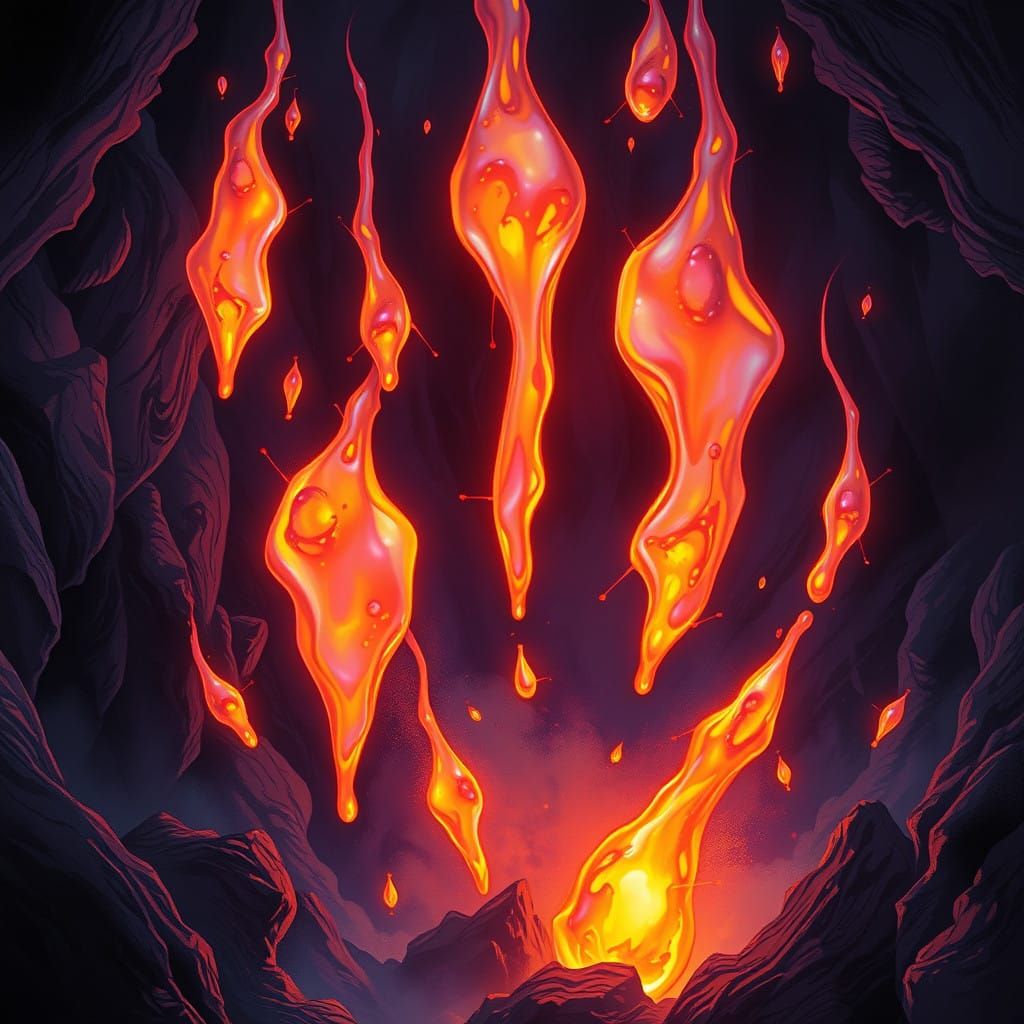 Vibrant Ember Realms in Comic Book Style