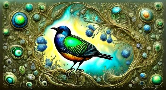 Zentangle Kiwi Bird Illustration