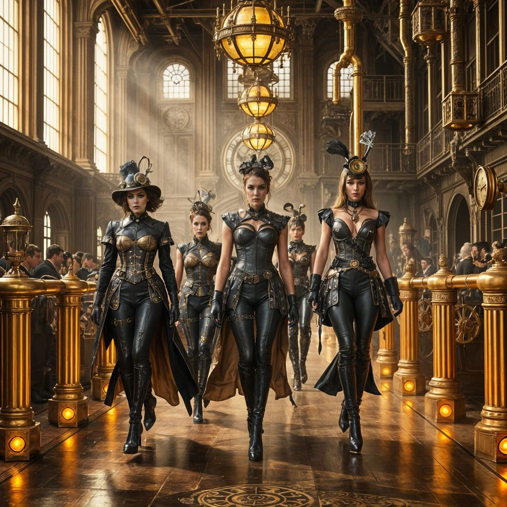 Steampunk Fashionistas Strut Down Polished Brass Runway