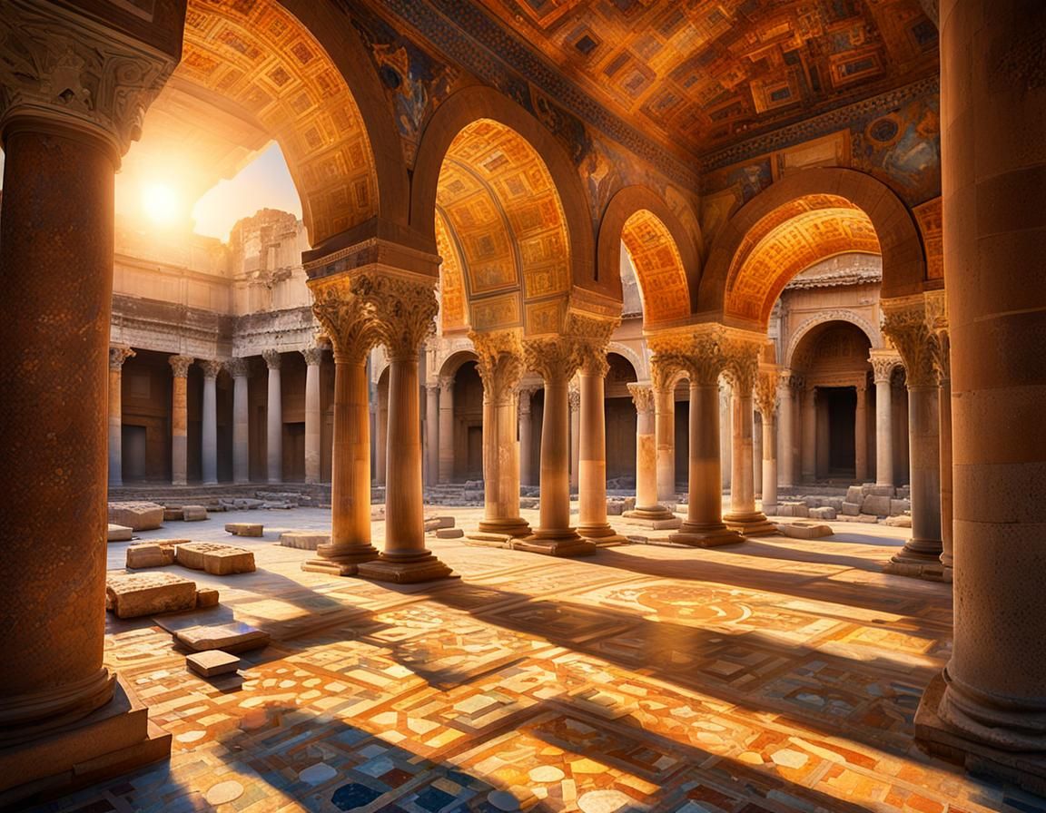 Highly detailed mosaic of Ancient Rome