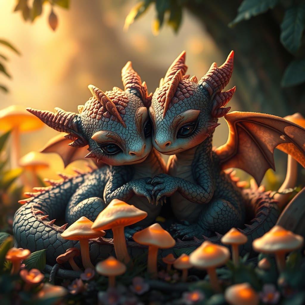 Delicate Baby Dragons in Whimsical Fantasy Landscapes