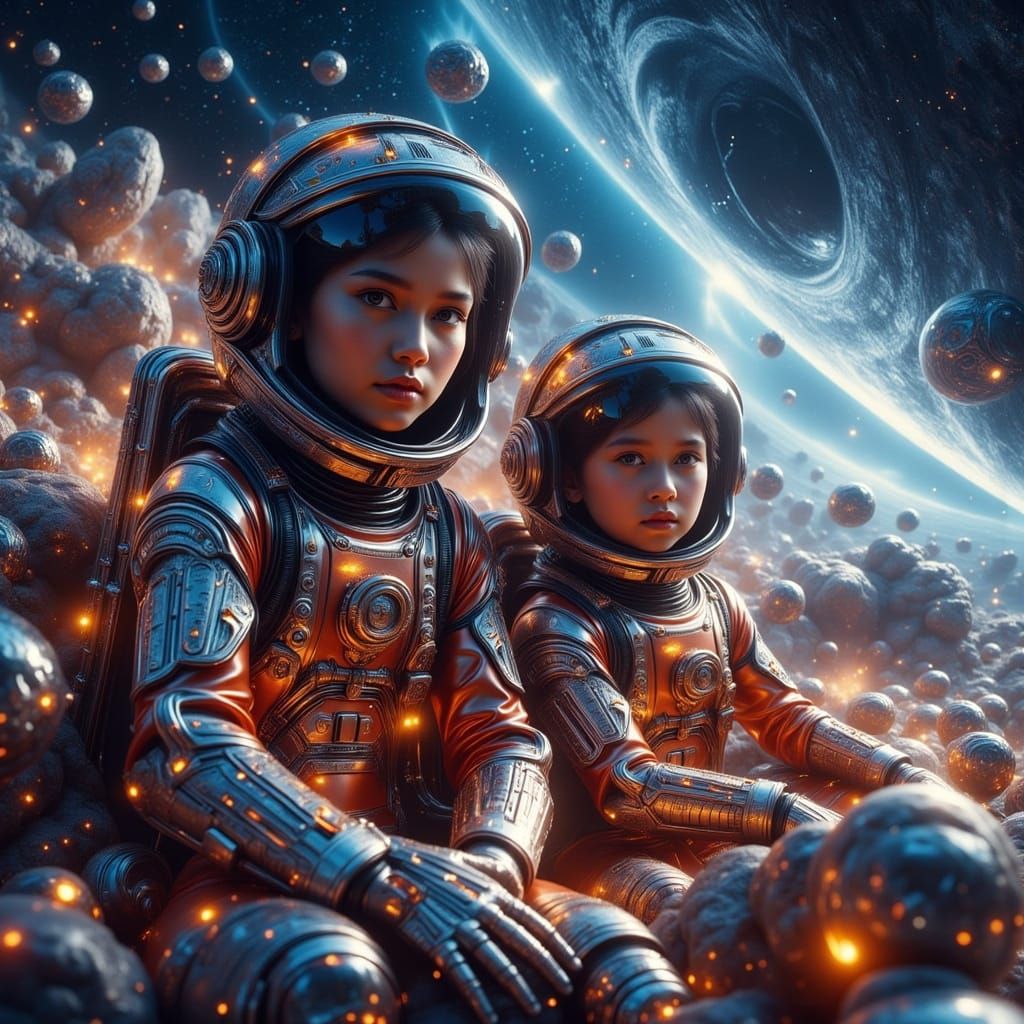 Astronauts Journey to the Moon in Matte Painting Style