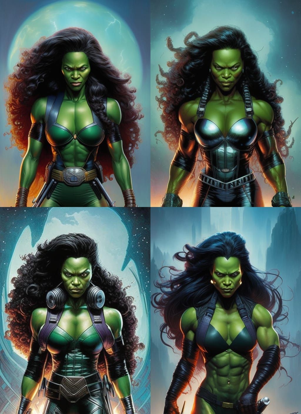 She-Hulk as Crayon Caricature in Album Art Style