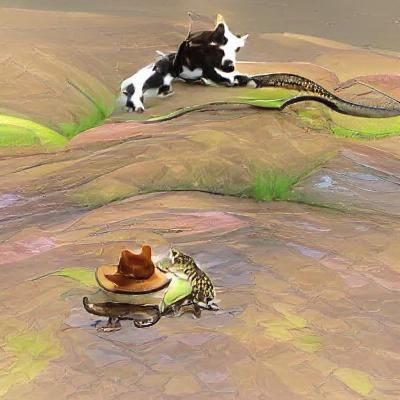 Cowboy Frog Rides a Cat
