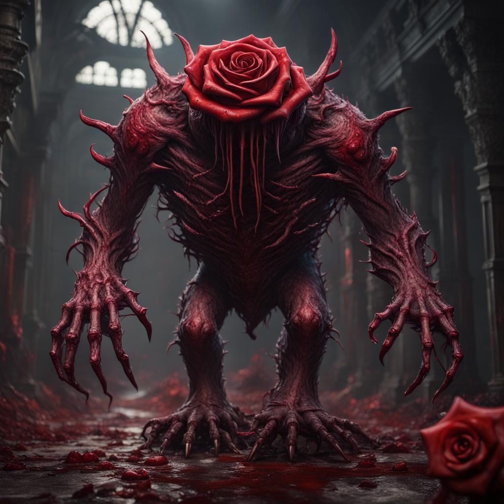 Bloody Rose Monster in Dark Fantasy Art