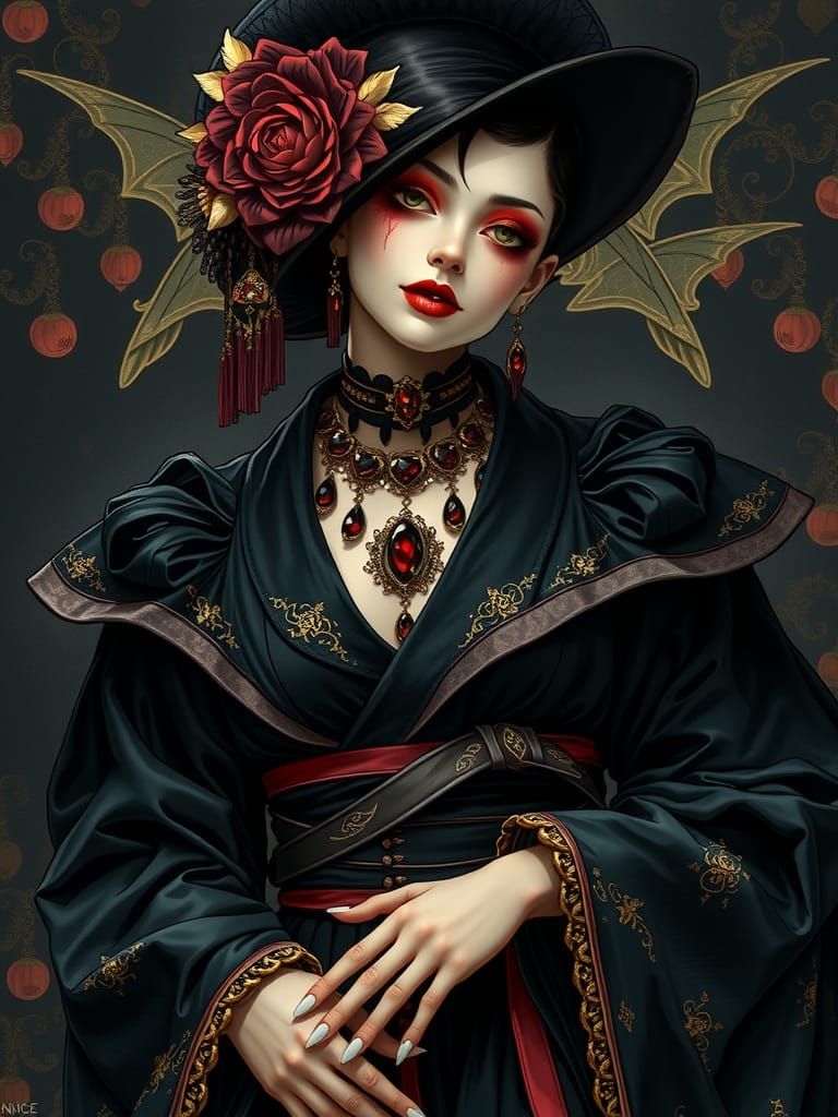 Vampire Fashionista in Dark Fantasy Style